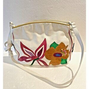 VTG SHARIF 90s White  Multicolor  Shoulder Bag Purse Butterfly  & turtle .